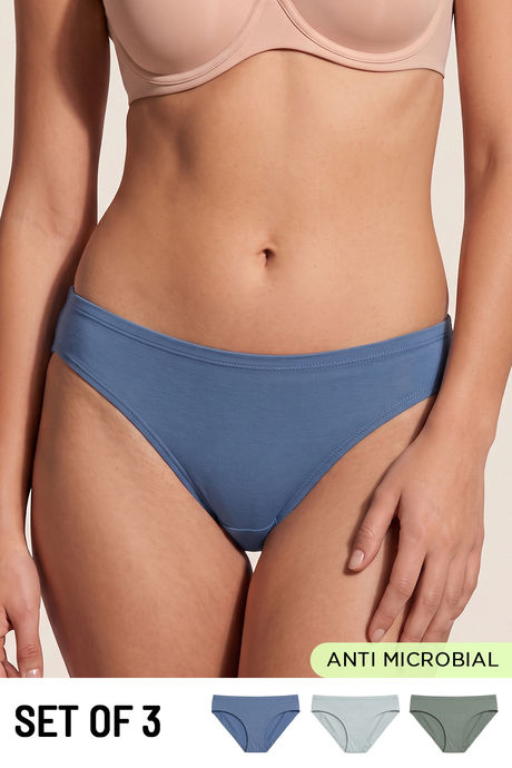 Buy Zivame Low Rise Full Coverage Bikini Panty (Pack of 3) - Multicolor